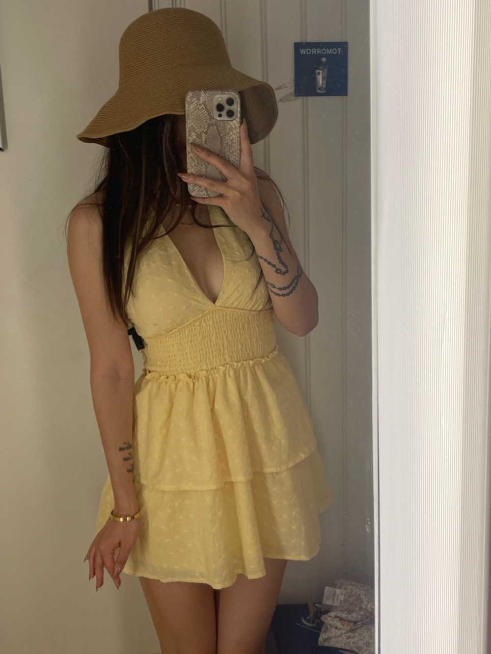 Rachel Paige Yellow halter mini dress